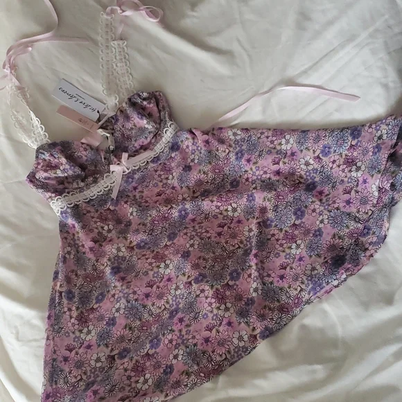 NWT For Love and Lemons Purple Floral Willow Slip Dress